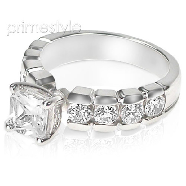 1.40CT Princess and Round Cut Diamonds Engagement Ring