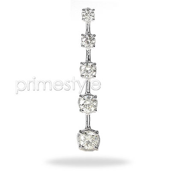 1.10CT Diamonds (VS2-SI1 Clarity) 14KT White Gold Diamond Journey Pendant.