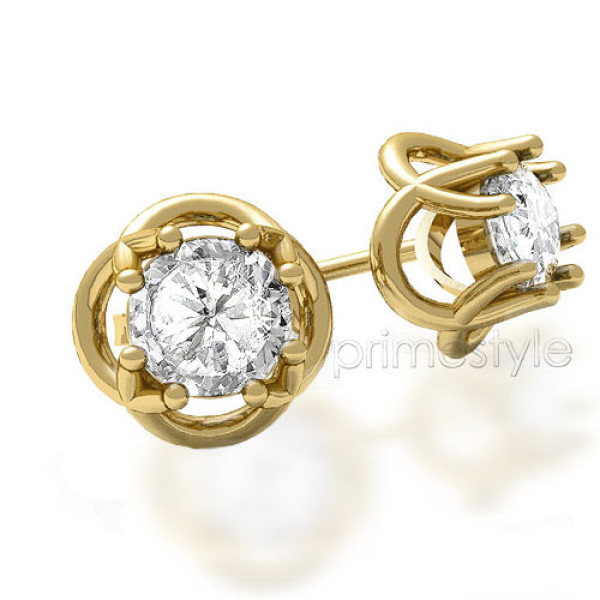 14KT Yellow Gold Setting Diamond Stud Earrings Of 0.50CT Total Weight
