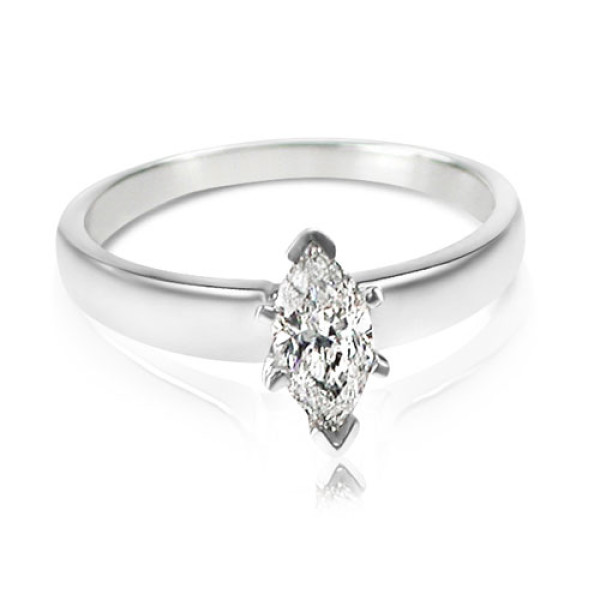 14KT White Gold Marquise Cut Solitaire Ring