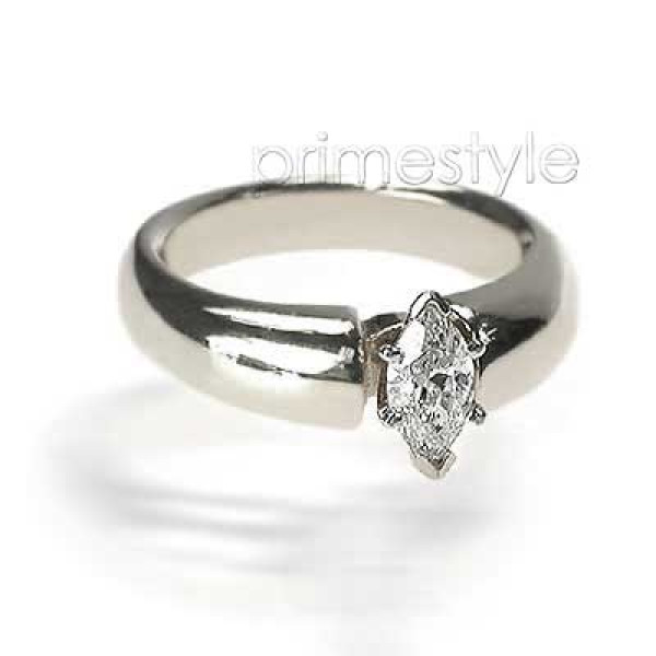 14KT White Gold Marquise Cut Solitaire Ring