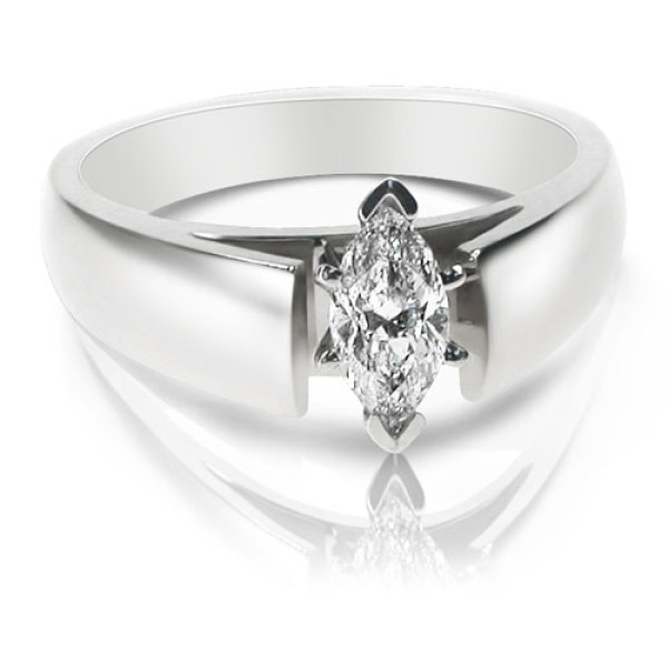 14KT White Gold Marquise Cut Solitaire Ring