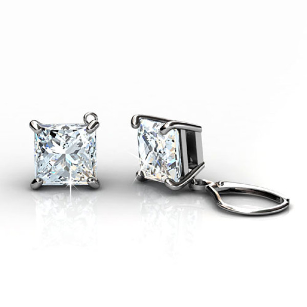 14KT White Gold Setting For 0.25CT Total Weight Princess Cut Diamond Stud Earrings
