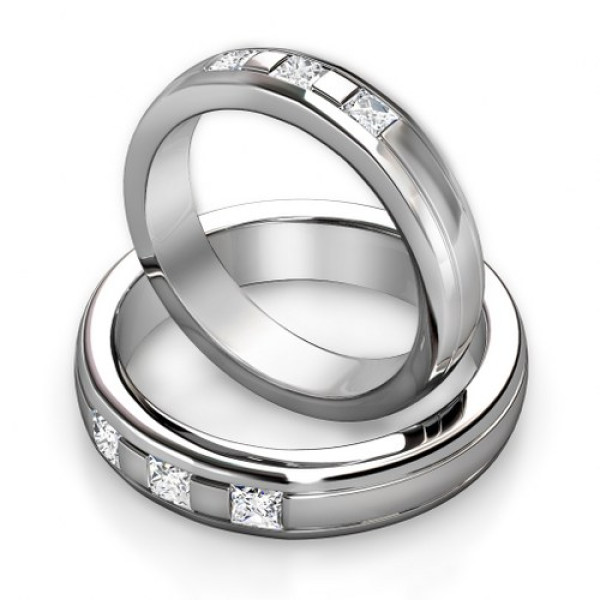 0.65CT Princess Cut Diamonds Wedding Set In 14KT White Gold