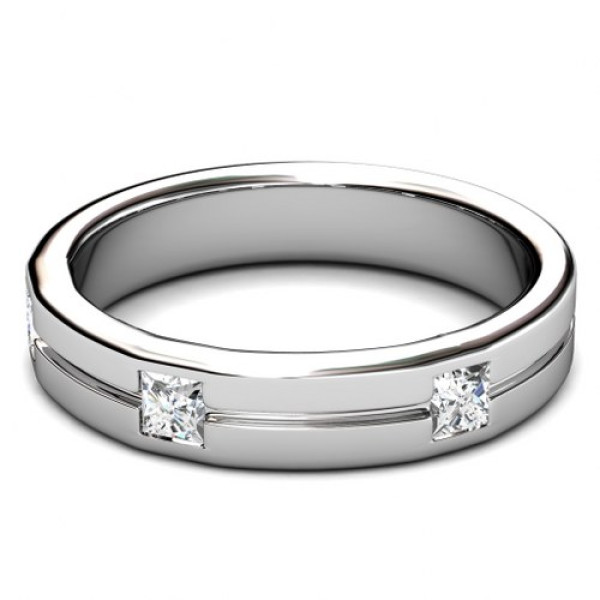 0.75CT Princess Cut Diamonds Men's Wedding Band
