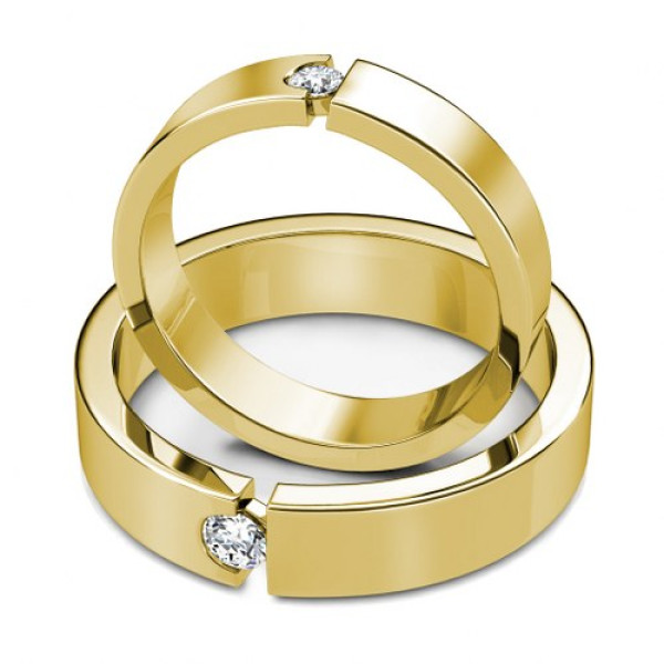 14KT Yellow Gold 0.35CT Round Cut Diamonds Wedding Set