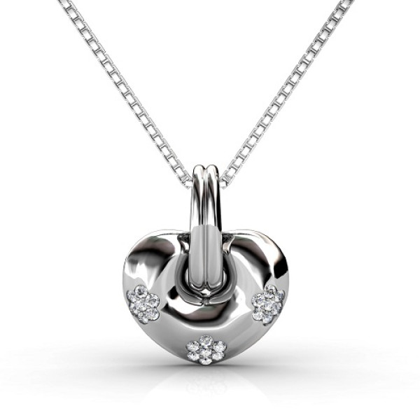 Round Cut Diamonds Set In 14KT White Gold - 0.35CT Heart Pendant
