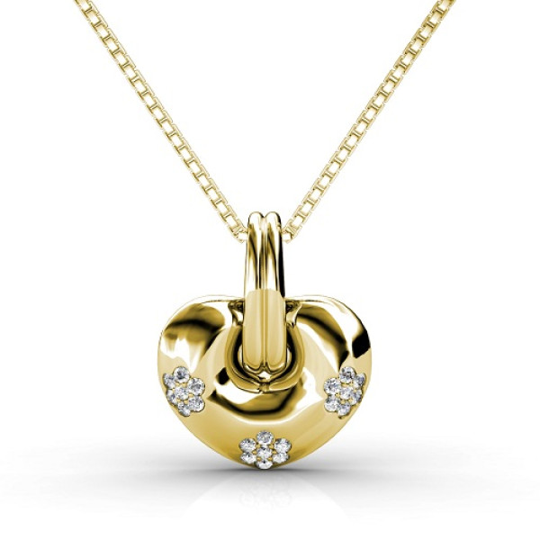 Round Cut Diamonds Set In 14KT White Gold - 0.35CT Heart Pendant