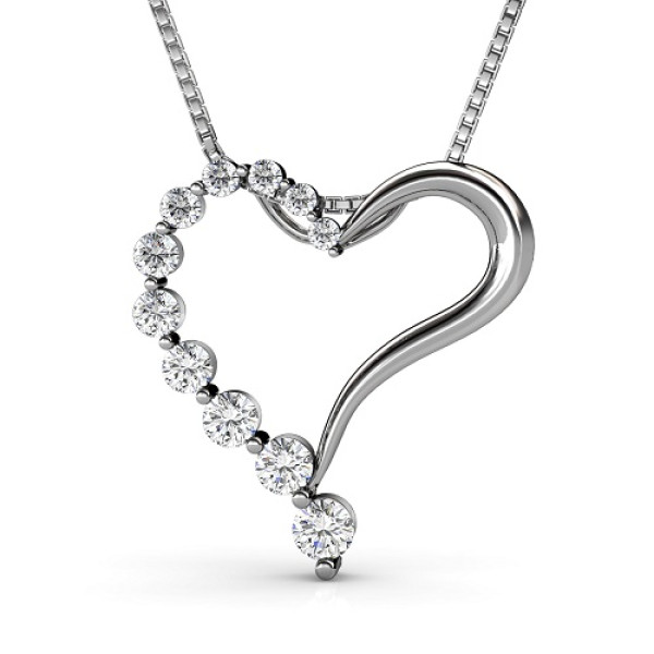 0.30CT Round Cut 14KT White Gold Diamond Heart Pendant