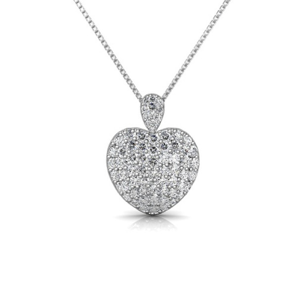3.00CT Round Cut Diamonds 14KT White Gold Heart Pendant
