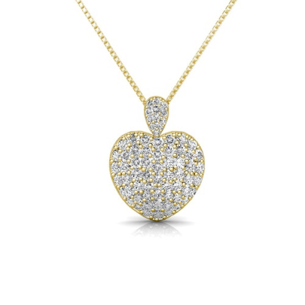 3.00CT Round Cut Diamonds 14KT Yellow Gold Heart Pendant