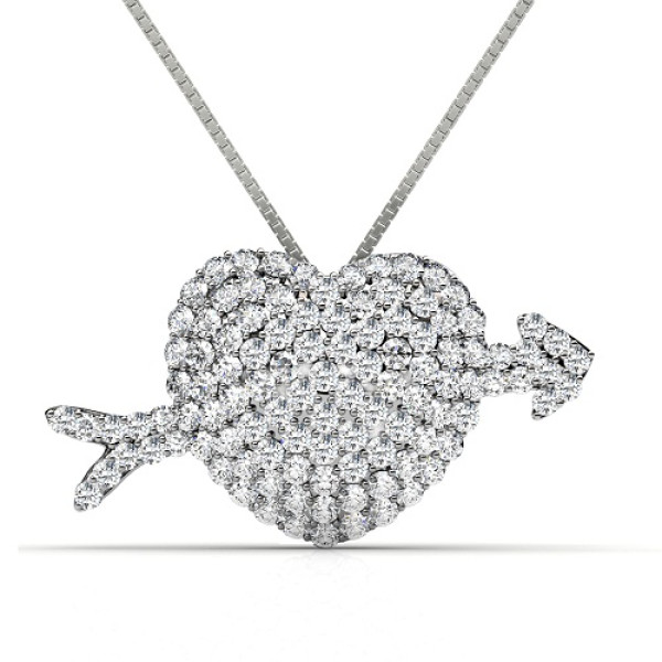 2.20CT Round Cut Diamonds In 14KT White Gold Heart Pendant