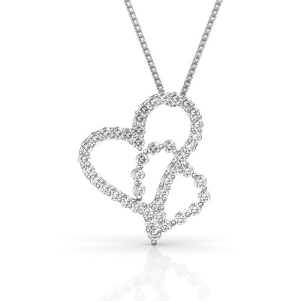 Heart Pendant with 0.90CT Round Cut Diamonds within 14KT White Gold