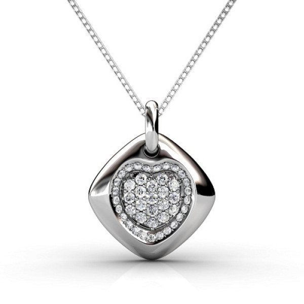 Diamond Heart Pendant with 0.90CT Round Cut Diamonds and 14KT White Gold