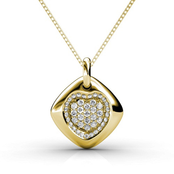 Diamond Heart Pendant with 0.90CT Round Cut Diamonds and 14KT Yellow Gold