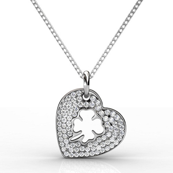 0.40CT Heart Pendant Round Cut Diamonds within 14KT White Gold