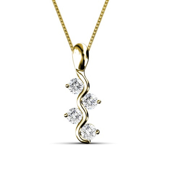 14KT Yellow Gold 0.25CT Diamond Pendant with (I-K Color and SI2-I1 Clarity) Round Cut Diamonds