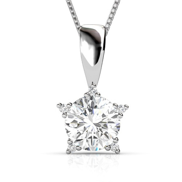 14KT White Gold 0.35CT Round Cut Diamond Pendant (I-K Color and SI2-I1 Clarity)