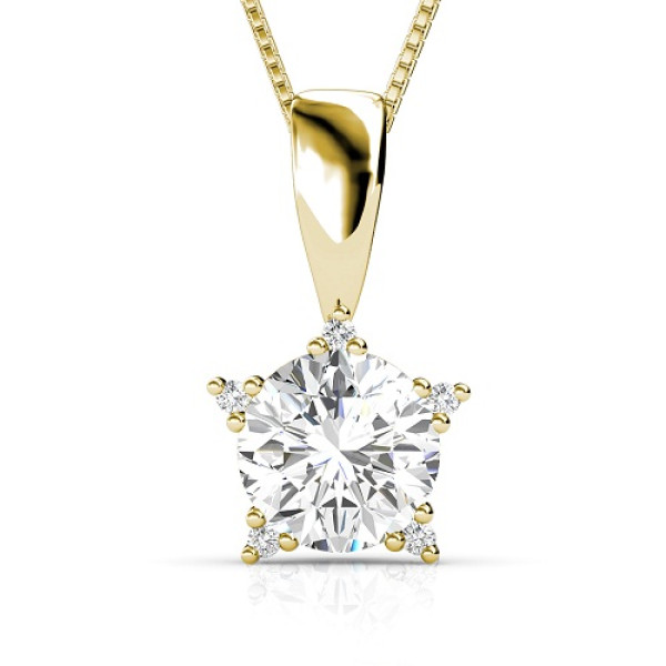 14KT Yellow Gold 0.35CT Round Cut Diamond Pendant (I-K Color and SI2-I1 Clarity)