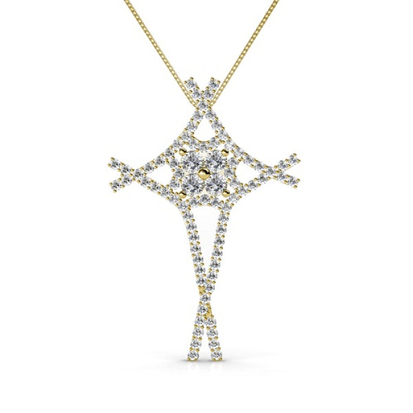 1.00CT Round Cut Diamonds In 14KT Yellow Gold Christian Religious Pendant (I-J Color and VS2-SI1 Clarity)