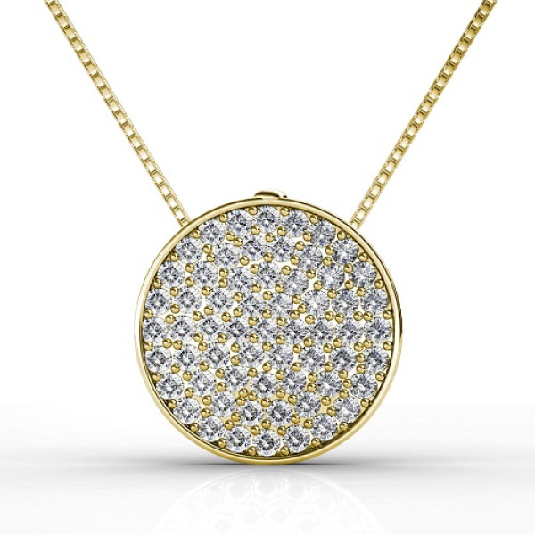 I-K Color and SI2-I1 Clarity 0.90CT Round Cut Diamond Pendant with 14KT Yellow Gold