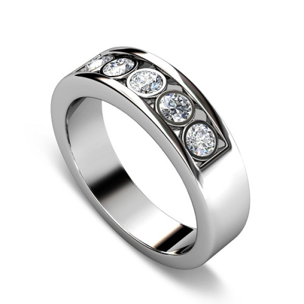 Round Cut 0.45CT Diamond Wedding Band