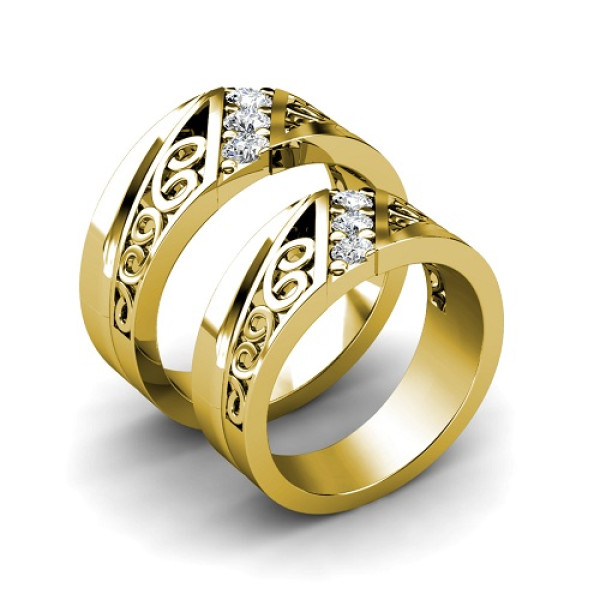 0.45CT Round Cut Diamonds 14KT Yellow Gold Wedding Set