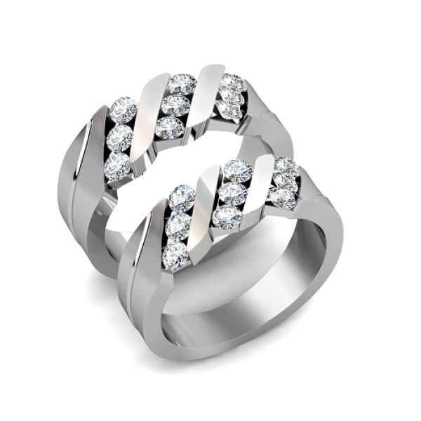 1.40CT Round Cut Diamonds Wedding Set