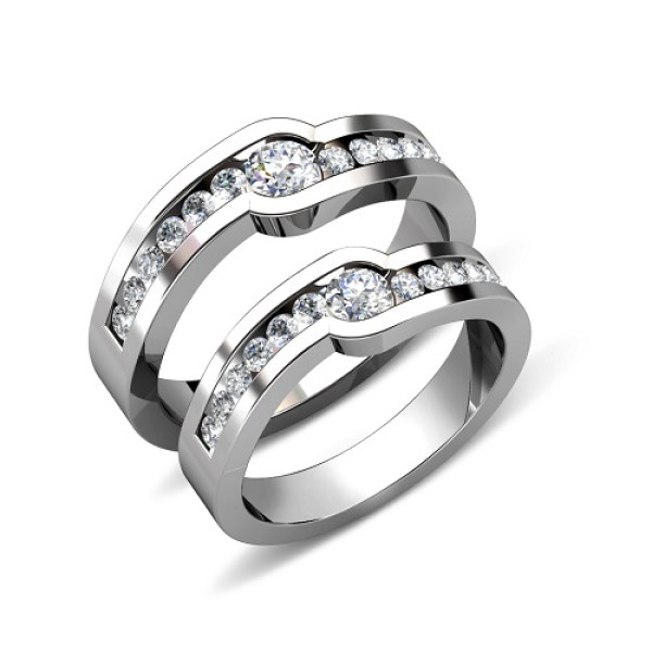 0.90CT Round Diamonds 14KT White Gold Wedding Set