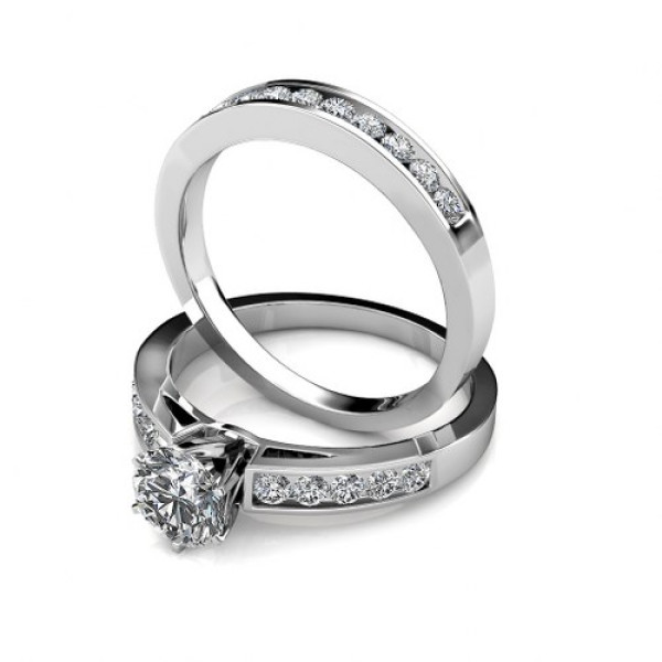 1.80CT Round Cut Diamond Bridal Set