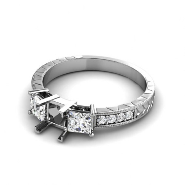0.70CT Princess and Round Cut Diamonds Engagement Ring
