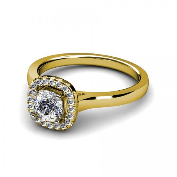 0.60CT cushion and round cut diamonds halo rings