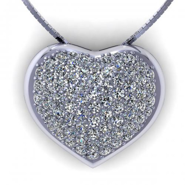 0.70CT round cut diamonds heart pendants