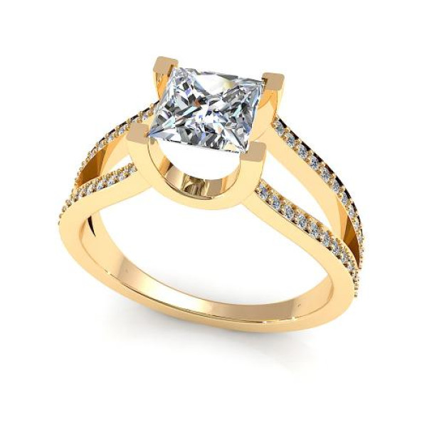 1.05CT princess and round cut diamonds engagement ring