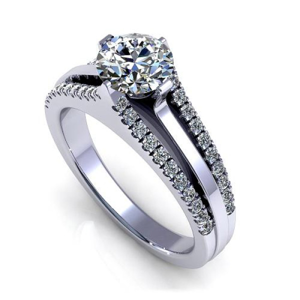 1.00CT round cut diamonds engagement ring
