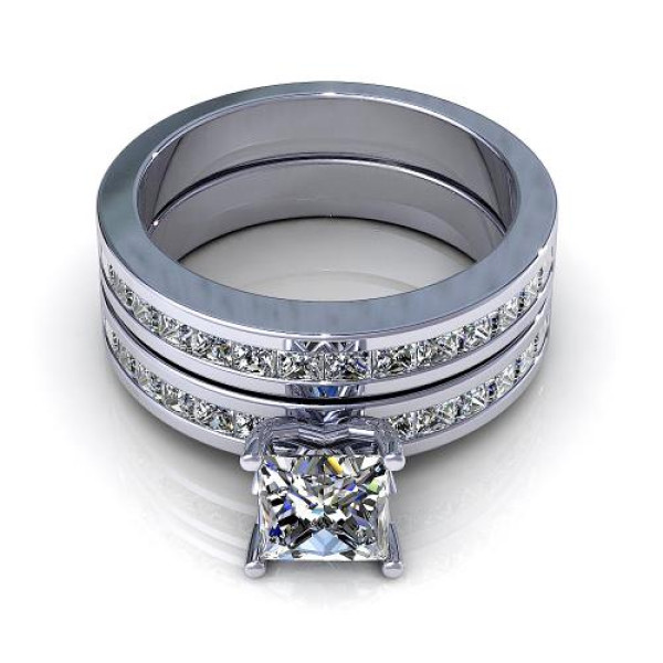 2.30CT princess cut diamonds bridal set