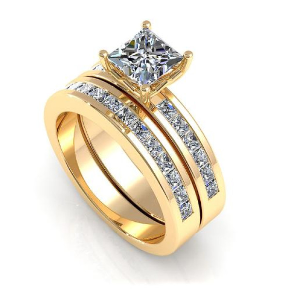 2.30CT princess cut diamonds bridal set