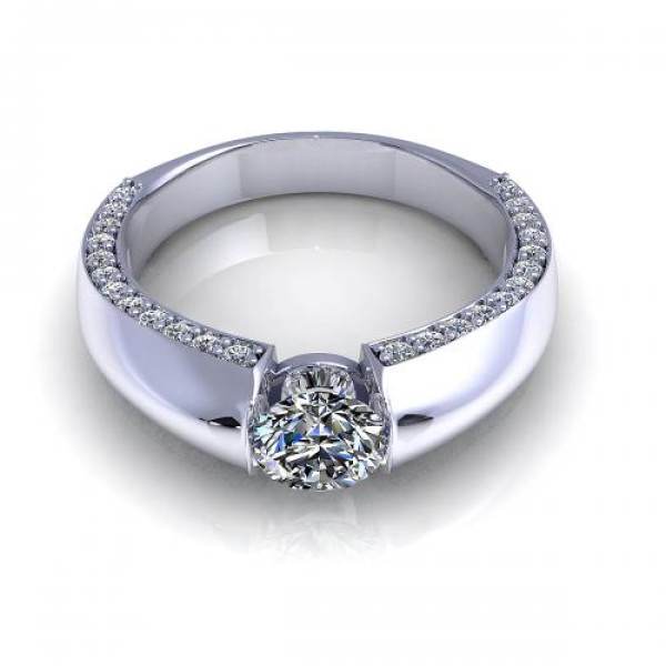 1.00CT round cut diamonds engagement ring