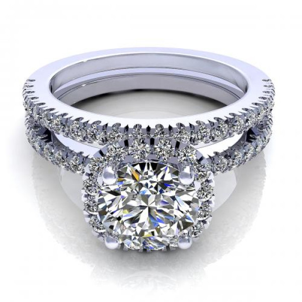1.00CT round cut diamonds bridal set