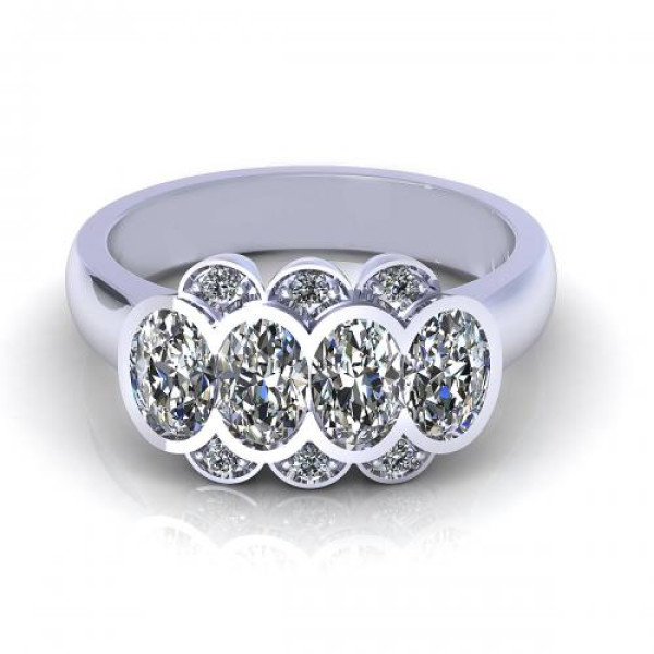 1.26CT oval and round cut diamonds wedding band
