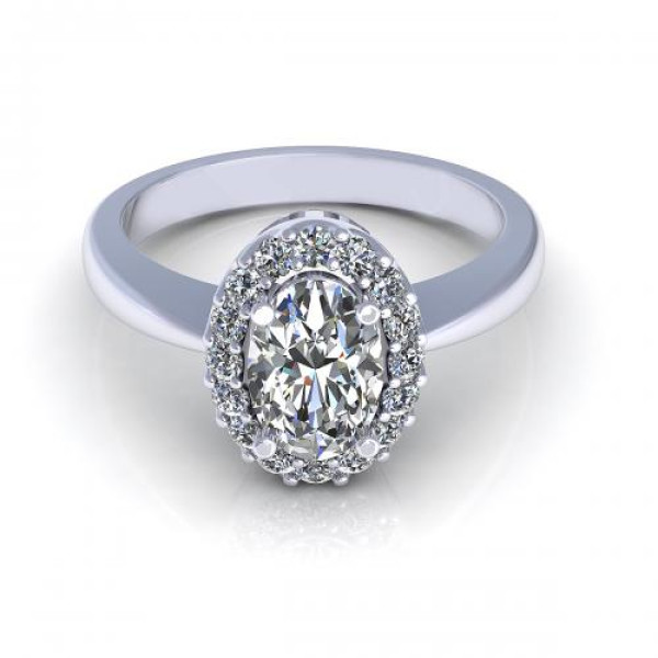 0.65CT oval and round cut diamonds engagement ring