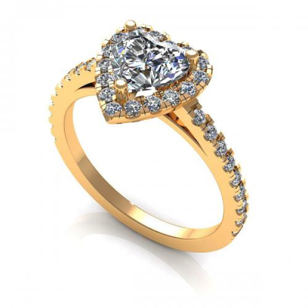 0.80CT heart and round cut diamonds engagement ring