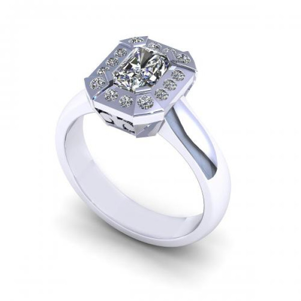0.51CT radiant and round cut diamonds engagement ring