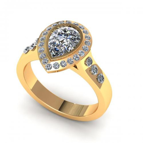 0.73CT pear and round cut diamonds engagement ring