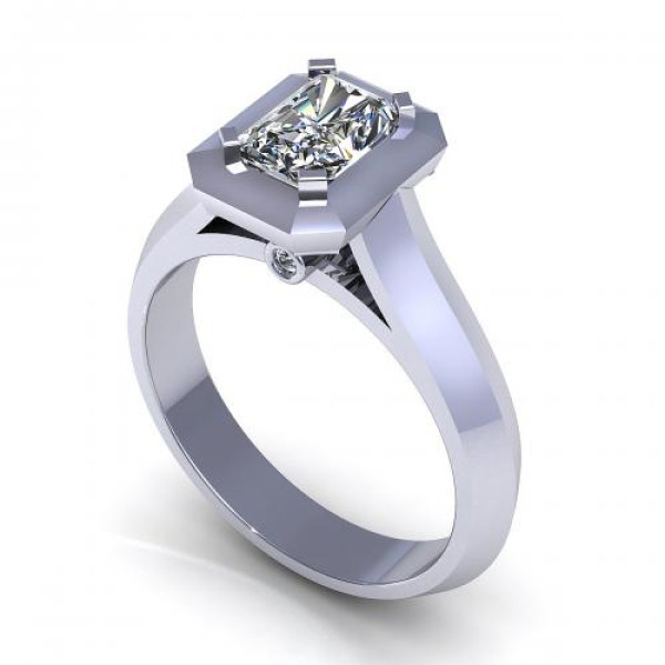 0.37CT radiant and round cut diamonds engagement ring