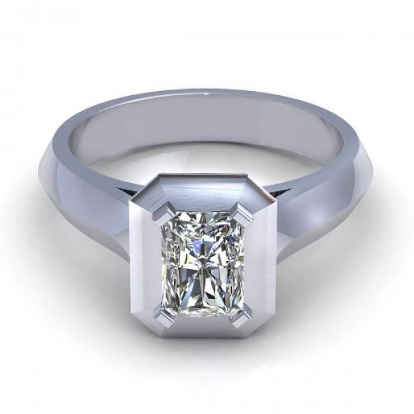 0.37CT radiant and round cut diamonds engagement ring