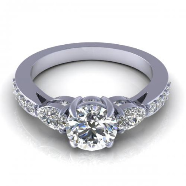 0.85CT round and pear cut diamonds engagement ring