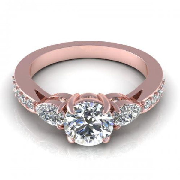 0.85CT round and pear cut diamonds engagement ring