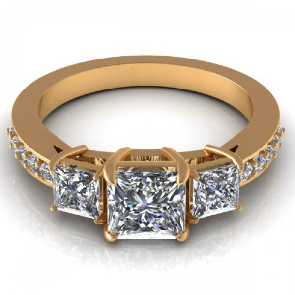 1.20CT princess and round cut diamonds engagement ring