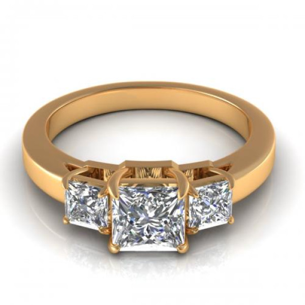 1.05CT princess cut diamonds three stone ring